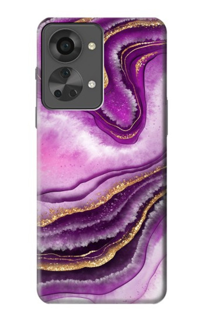 S3896 Purple Marble Gold Streaks Case For OnePlus Nord 2T
