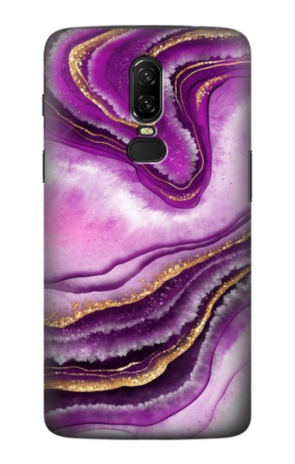 S3896 Purple Marble Gold Streaks Case For OnePlus 6