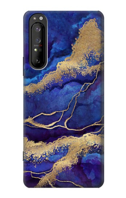 S3906 Navy Blue Purple Marble Case For Sony Xperia 1 II