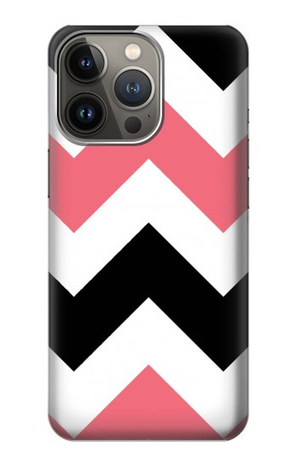 S1849 Pink Black Chevron Zigzag Case For iPhone 14 Pro