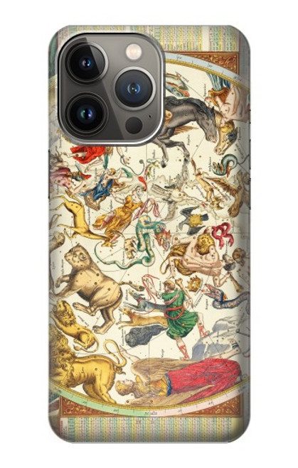 S3145 Antique Constellation Star Sky Map Case For iPhone 14 Pro