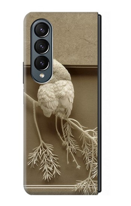 S1386 Paper Sculpture Owl Case For Samsung Galaxy Z Fold 4