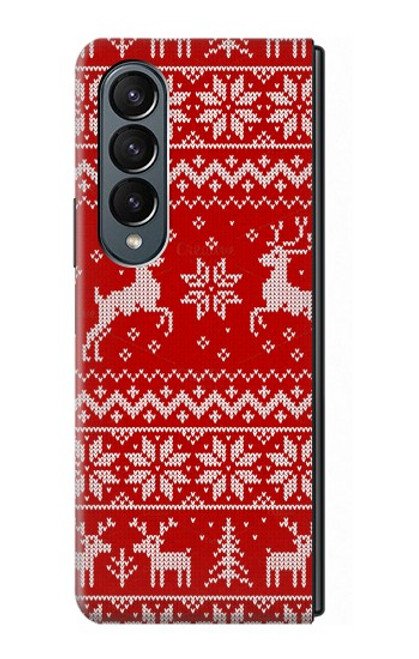 S2835 Christmas Reindeer Knitted Pattern Case For Samsung Galaxy Z Fold 4