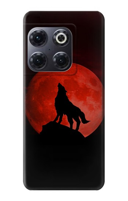 S2955 Wolf Howling Red Moon Case For OnePlus 10T