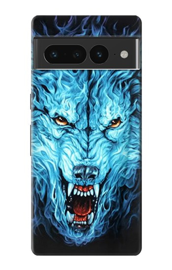S0752 Blue Fire Grim Wolf Case For Google Pixel 7 Pro