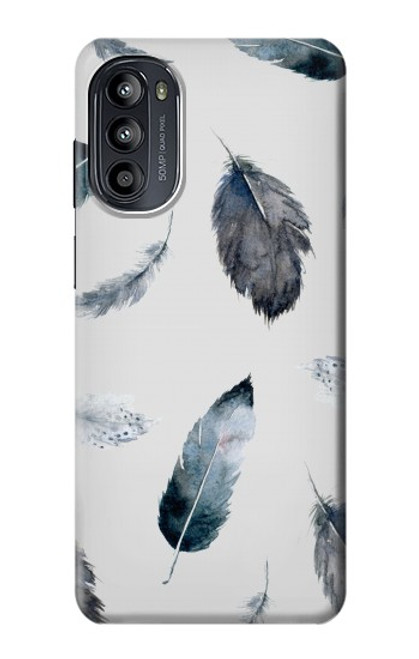 S3085 Feather Paint Pattern Case For Motorola Moto G52, G82 5G