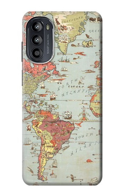 S3418 Vintage World Map Case For Motorola Moto G52, G82 5G