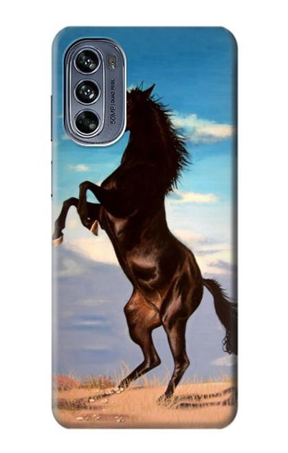 S0934 Wild Black Horse Case For Motorola Moto G62 5G