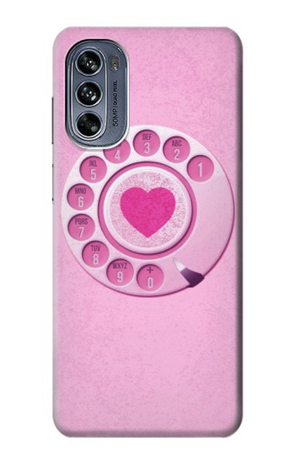 S2847 Pink Retro Rotary Phone Case For Motorola Moto G62 5G