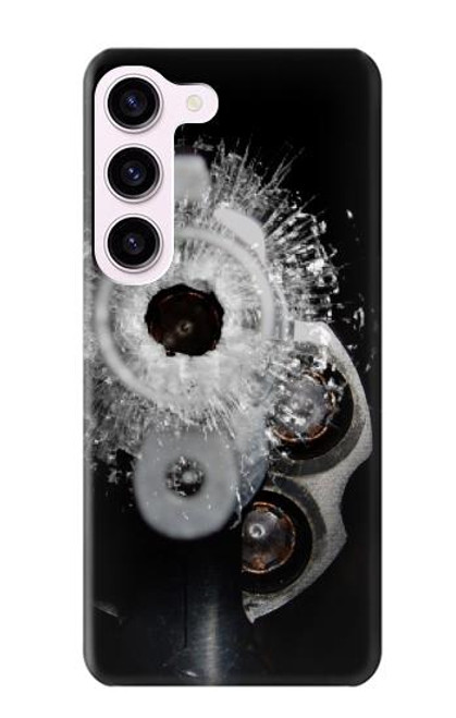 S2387 Gun Bullet Hole Glass Case For Samsung Galaxy S23