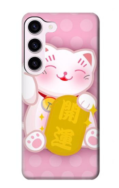 S3025 Pink Maneki Neko Lucky Cat Case For Samsung Galaxy S23