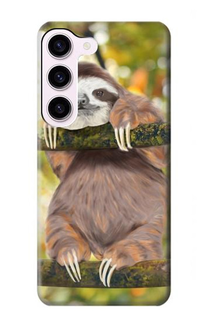 S3138 Cute Baby Sloth Paint Case For Samsung Galaxy S23