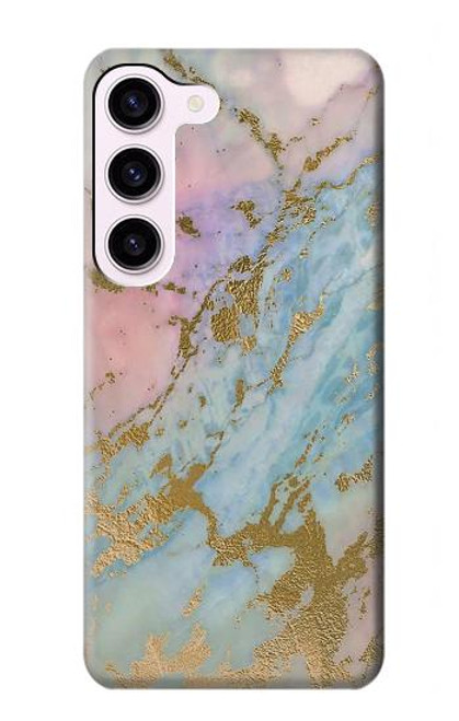 S3717 Rose Gold Blue Pastel Marble Graphic Printed Case For Samsung Galaxy S23