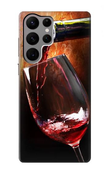 S2396 Red Wine Bottle And Glass Case For Samsung Galaxy S23 Ultra