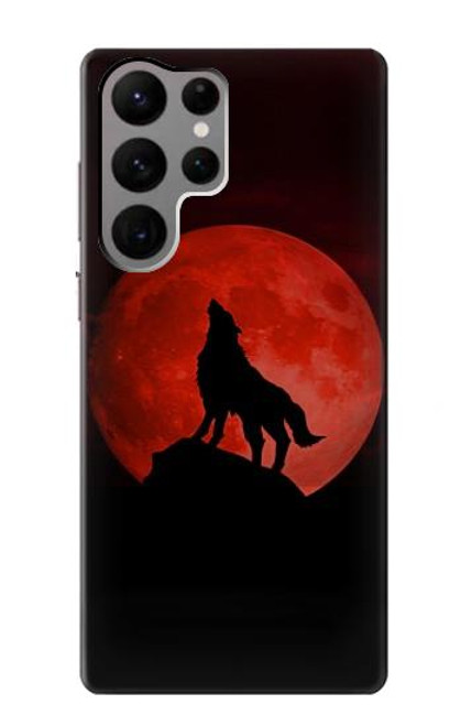 S2955 Wolf Howling Red Moon Case For Samsung Galaxy S23 Ultra