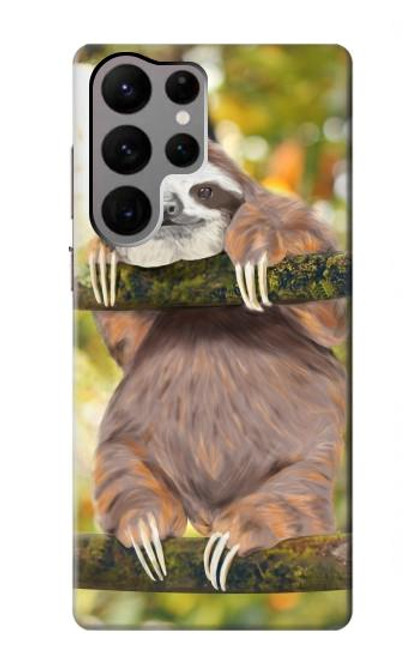 S3138 Cute Baby Sloth Paint Case For Samsung Galaxy S23 Ultra