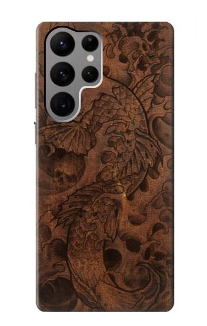 S3405 Fish Tattoo Leather Graphic Print Case For Samsung Galaxy S23 Ultra