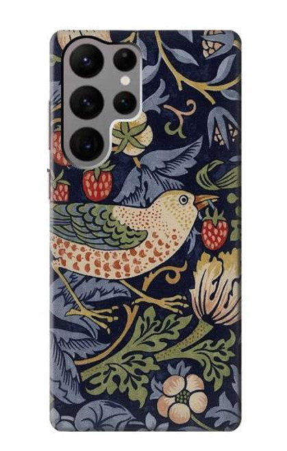 S3791 William Morris Strawberry Thief Fabric Case For Samsung Galaxy S23 Ultra