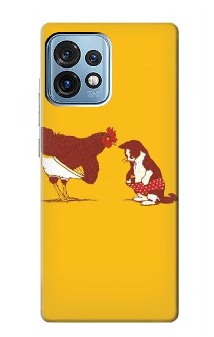 S1093 Rooster and Cat Joke Case For Motorola Edge+ (2023), X40, X40 Pro, Edge 40 Pro