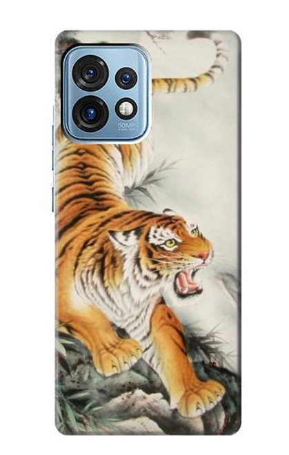 S2751 Chinese Tiger Brush Painting Case For Motorola Edge+ (2023), X40, X40 Pro, Edge 40 Pro