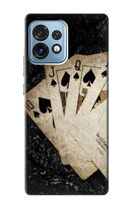 S3231 Vintage Royal Straight Flush Cards Case For Motorola Edge+ (2023), X40, X40 Pro, Edge 40 Pro