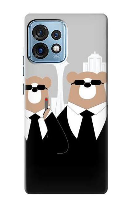 S3557 Bear in Black Suit Case For Motorola Edge+ (2023), X40, X40 Pro, Edge 40 Pro