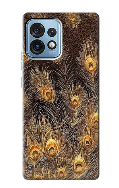 S3691 Gold Peacock Feather Case For Motorola Edge+ (2023), X40, X40 Pro, Edge 40 Pro