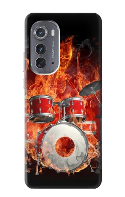 S1431 Skull Drum Fire Rock Case For Motorola Edge (2022)