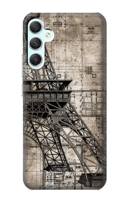 S3416 Eiffel Tower Blueprint Case For Samsung Galaxy A34 5G