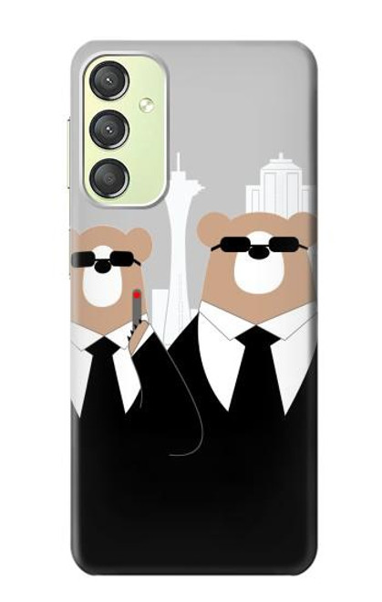 S3557 Bear in Black Suit Case For Samsung Galaxy A24 4G