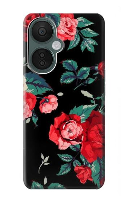 S3112 Rose Floral Pattern Black Case For OnePlus Nord CE 3 Lite, Nord N30 5G