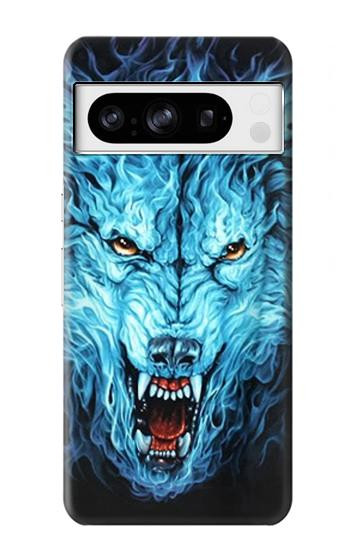 S0752 Blue Fire Grim Wolf Case For Google Pixel 8 pro