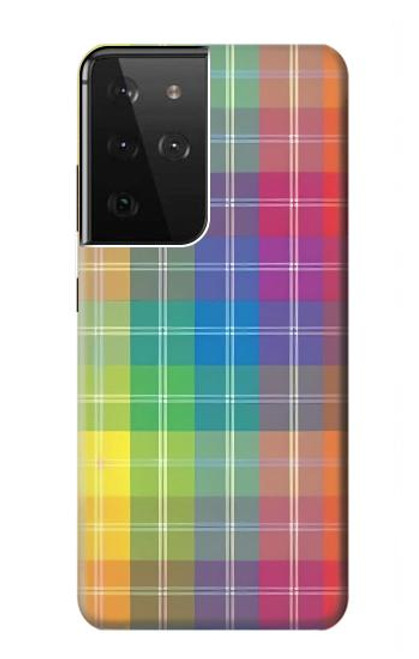 S3942 LGBTQ Rainbow Plaid Tartan Case For Samsung Galaxy S21 Ultra 5G