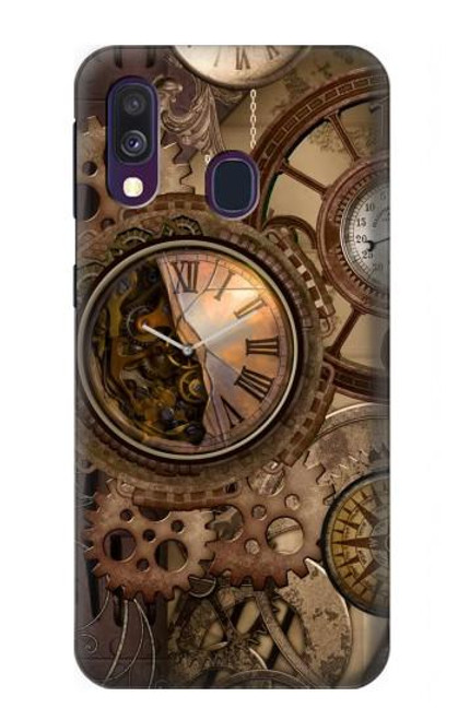 S3927 Compass Clock Gage Steampunk Case For Samsung Galaxy A40