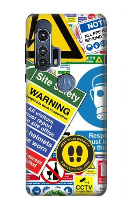 S3960 Safety Signs Sticker Collage Case For Motorola Edge+