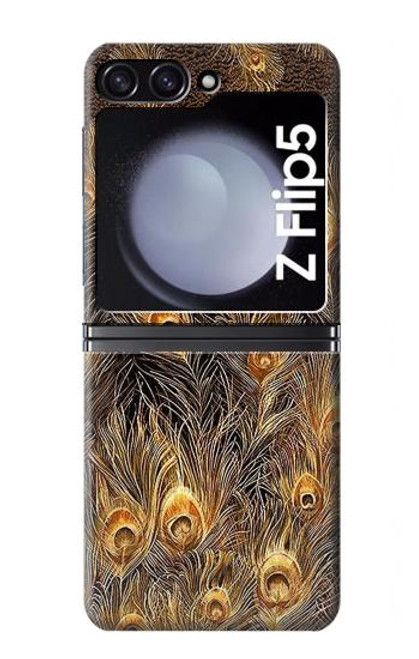 S3691 Gold Peacock Feather Case For Samsung Galaxy Z Flip 5