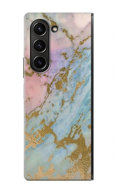 S3717 Rose Gold Blue Pastel Marble Graphic Printed Case For Samsung Galaxy Z Fold 5