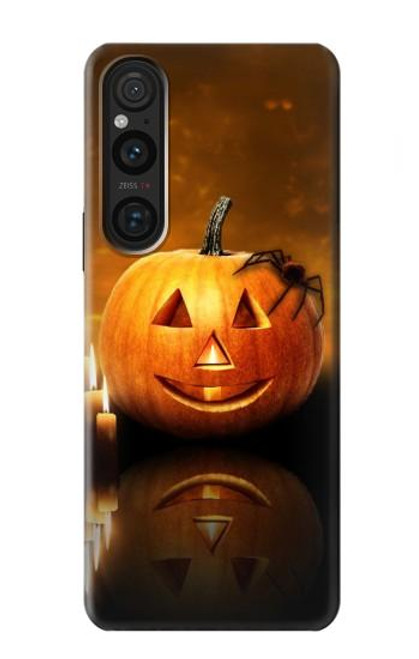 S1083 Pumpkin Spider Candles Halloween Case For Sony Xperia 1 V