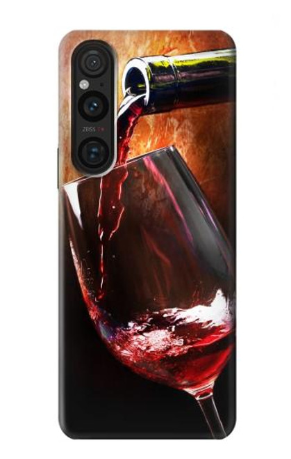 S2396 Red Wine Bottle And Glass Case For Sony Xperia 1 V