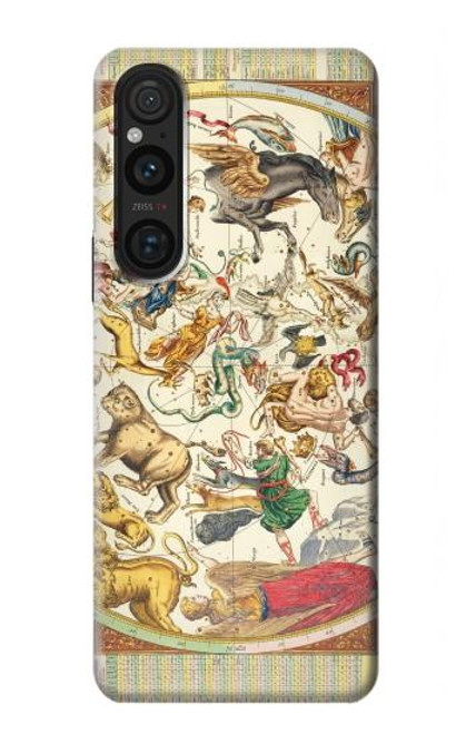 S3145 Antique Constellation Star Sky Map Case For Sony Xperia 1 V
