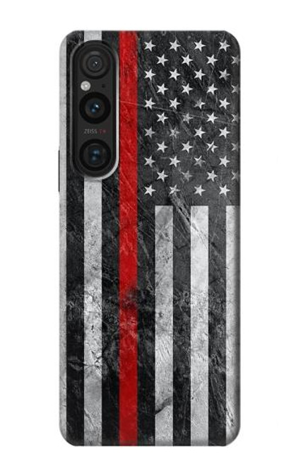 S3687 Firefighter Thin Red Line American Flag Case For Sony Xperia 1 V