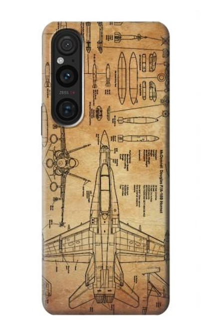 S3868 Aircraft Blueprint Old Paper Case For Sony Xperia 1 V