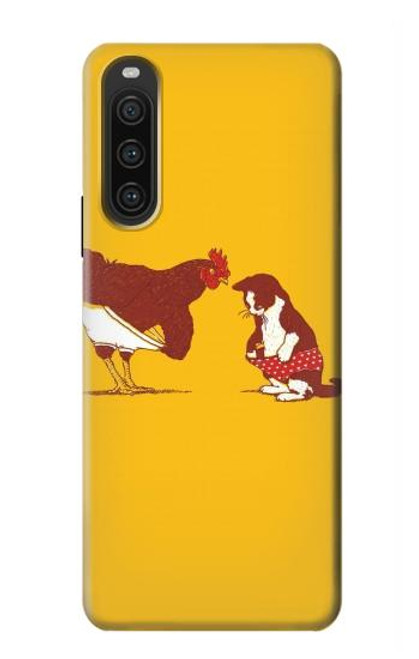 S1093 Rooster and Cat Joke Case For Sony Xperia 10 V