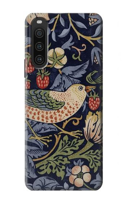 S3791 William Morris Strawberry Thief Fabric Case For Sony Xperia 10 V