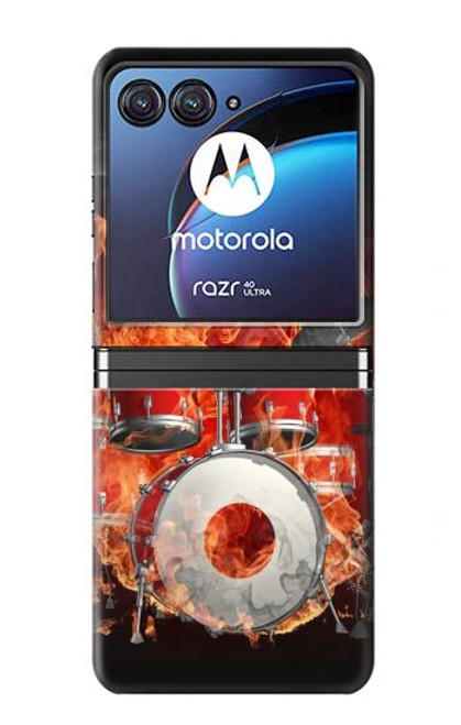S1431 Skull Drum Fire Rock Case For Motorola Razr 40 Ultra