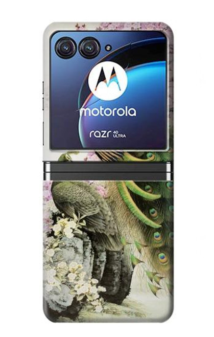 S2773 Peacock Chinese Brush Painting Case For Motorola Razr 40 Ultra