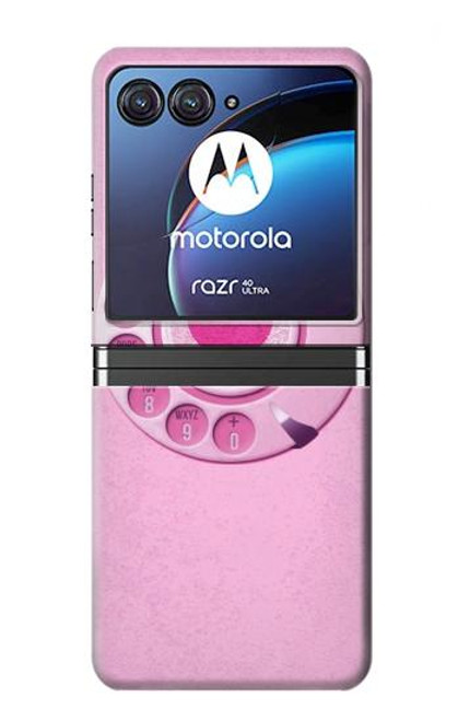 S2847 Pink Retro Rotary Phone Case For Motorola Razr 40 Ultra