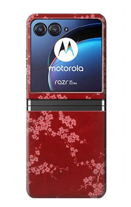 S3817 Red Floral Cherry blossom Pattern Case For Motorola Razr 40 Ultra