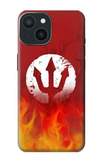 S2803 Fire Red Devil Spear Symbol Case For iPhone 15