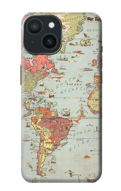 S3418 Vintage World Map Case For iPhone 15